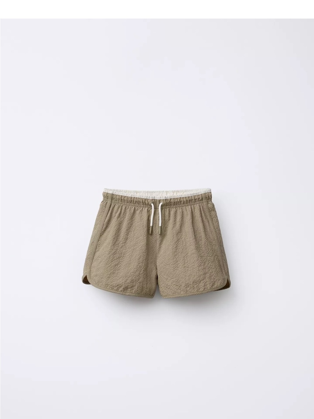 Zara Kids Swim Trunks in Khaki with White Drawstring